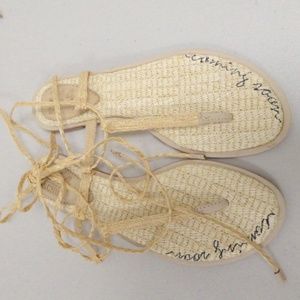 NEW SCHUTZ STRAW LACE UP FLAT thong SANDALS 6 gladiator roman wrap leg rafia nwt